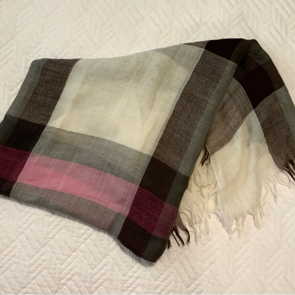 Talbots Brown and Cream Plaid Scarf
